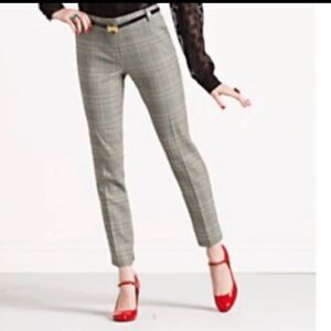 Kate spade hallie gray straight leg window pane plaid dress pants